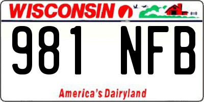 WI license plate 981NFB