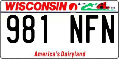 WI license plate 981NFN