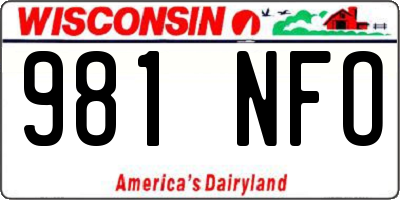 WI license plate 981NFO