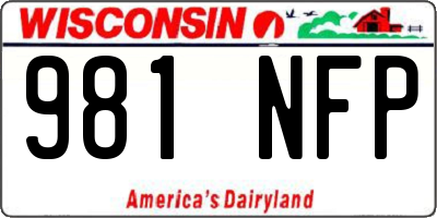 WI license plate 981NFP