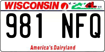 WI license plate 981NFQ