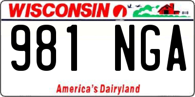 WI license plate 981NGA