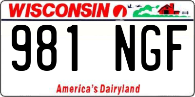 WI license plate 981NGF