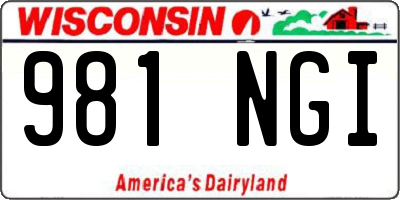 WI license plate 981NGI