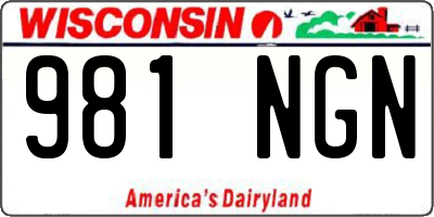 WI license plate 981NGN