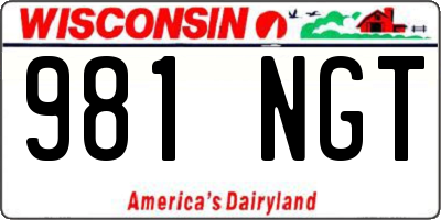WI license plate 981NGT