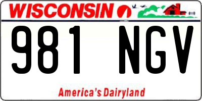 WI license plate 981NGV