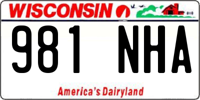 WI license plate 981NHA