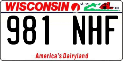 WI license plate 981NHF