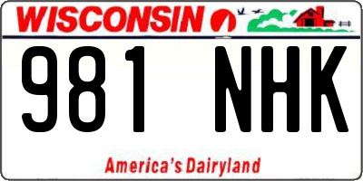 WI license plate 981NHK