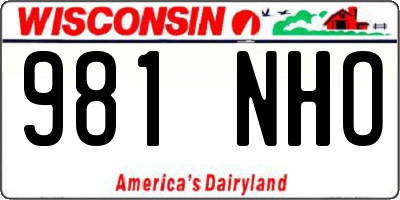 WI license plate 981NHO