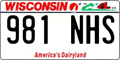 WI license plate 981NHS