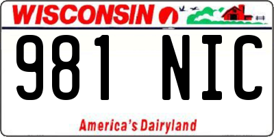 WI license plate 981NIC