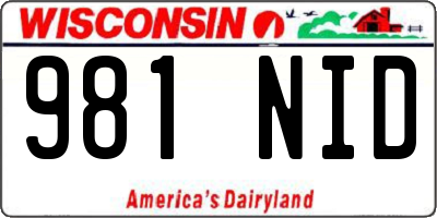 WI license plate 981NID
