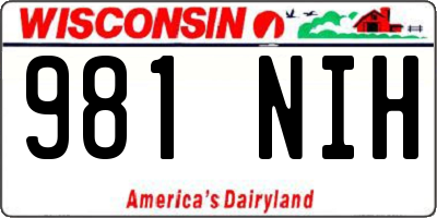 WI license plate 981NIH