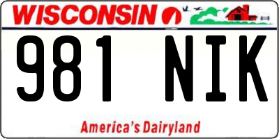 WI license plate 981NIK