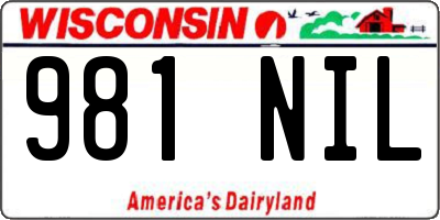 WI license plate 981NIL