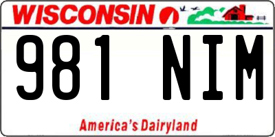WI license plate 981NIM