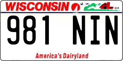 WI license plate 981NIN