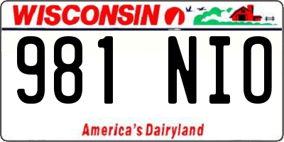 WI license plate 981NIO