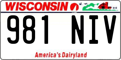 WI license plate 981NIV
