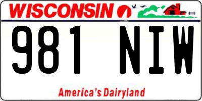 WI license plate 981NIW