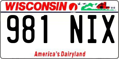 WI license plate 981NIX