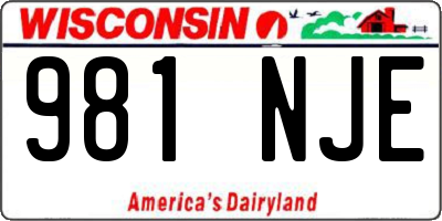 WI license plate 981NJE