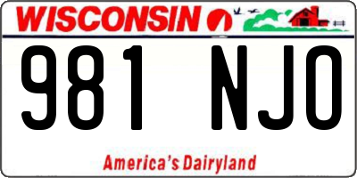 WI license plate 981NJO