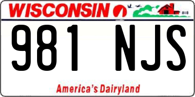 WI license plate 981NJS