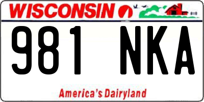 WI license plate 981NKA