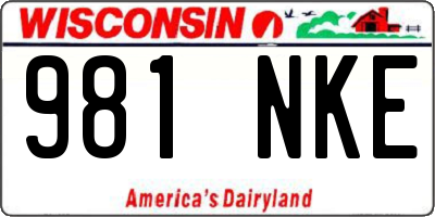 WI license plate 981NKE