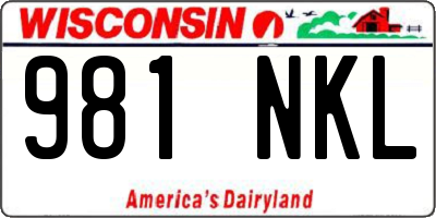 WI license plate 981NKL