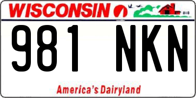 WI license plate 981NKN