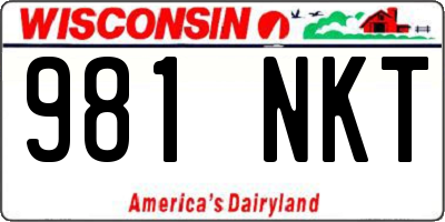 WI license plate 981NKT