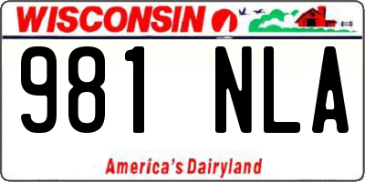 WI license plate 981NLA