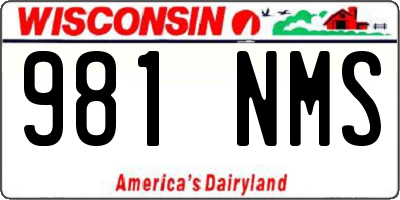 WI license plate 981NMS