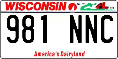 WI license plate 981NNC