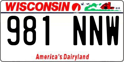 WI license plate 981NNW