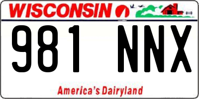 WI license plate 981NNX