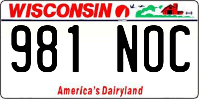 WI license plate 981NOC
