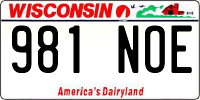 WI license plate 981NOE
