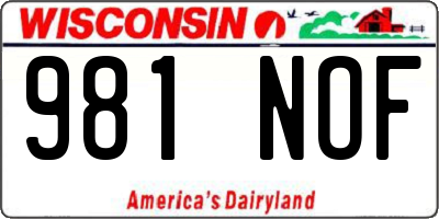 WI license plate 981NOF