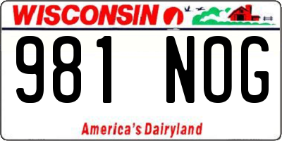 WI license plate 981NOG