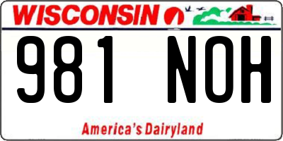 WI license plate 981NOH