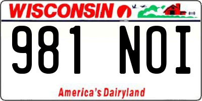 WI license plate 981NOI