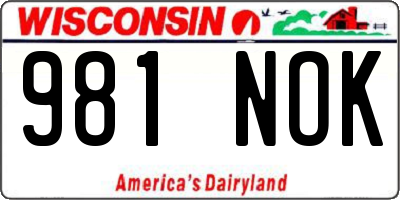 WI license plate 981NOK