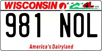 WI license plate 981NOL