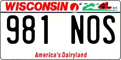WI license plate 981NOS