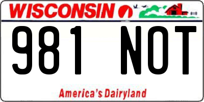 WI license plate 981NOT